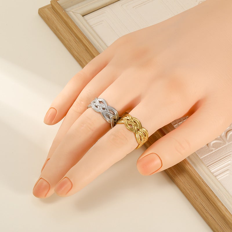 Titanium Steel Ring Style Open Hollow Non-Fading Women'S Ring Niche Jewelry Ring Stainless Steel Ring - Image 3